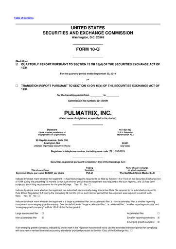 Thumbnail Pulmatrix 10-Q Quarterly Report FY2019 