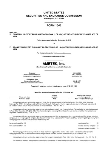 Vorschaubild Ametek 10-Q Quartalsbericht 2019 