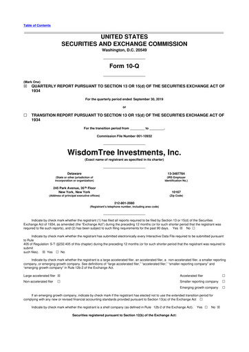 Thumbnail WisdomTree
 10-Q Quarterly Report FY2019 