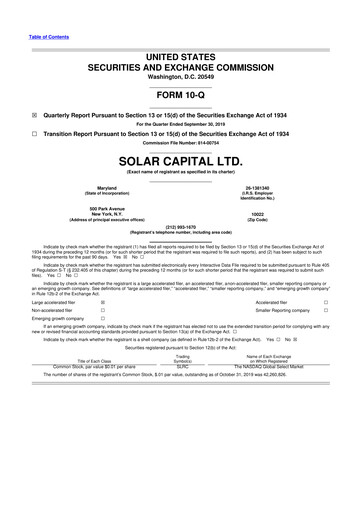 Vorschaubild SLR Investment 10-Q Quartalsbericht  