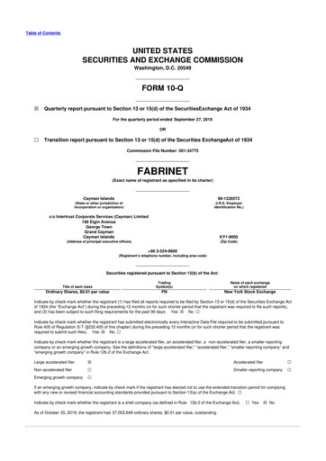 Thumbnail Fabrinet
 10-Q Quarterly Report FY2020 