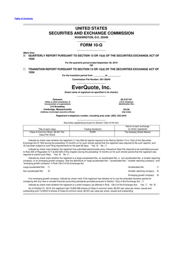 Thumbnail EverQuote 10-Q Quarterly Report FY2019 