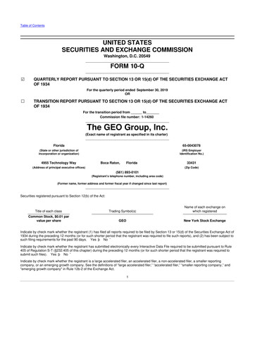 Thumbnail Geo Group 10-Q Quarterly Report FY2019 