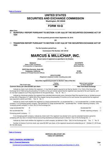Miniature Marcus & Millichap 10-Q Rapport trimestriel 2019 