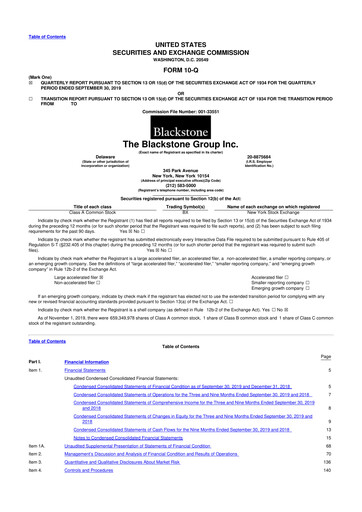 Thumbnail Blackstone Group 10-Q Quarterly Report FY2019 