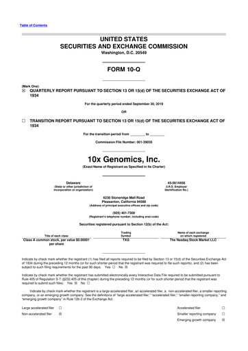 Thumbnail 10x Genomics
 10-Q Quarterly Report FY2019 
