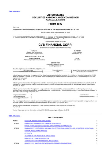 Thumbnail CVB Financial 10-Q Quarterly Report FY2019 