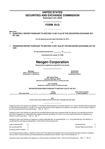Vorschaubild Neogen 10-Q Quartalsbericht 2020 
