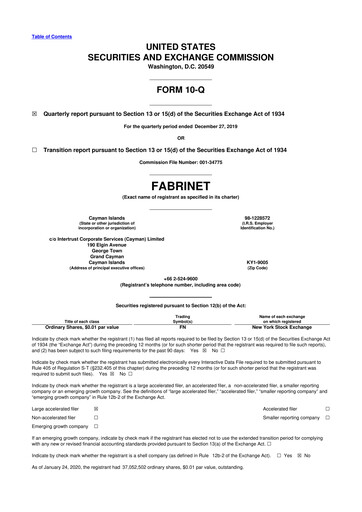 Thumbnail Fabrinet
 10-Q Quarterly Report FY2020 