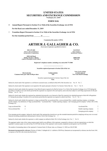 Thumbnail Arthur J. Gallagher & Co.
 10-K Annual Report 2019