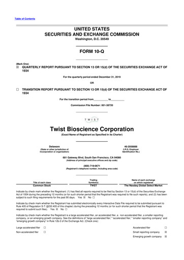 Thumbnail Twist Bioscience
 10-Q Quarterly Report FY2020 