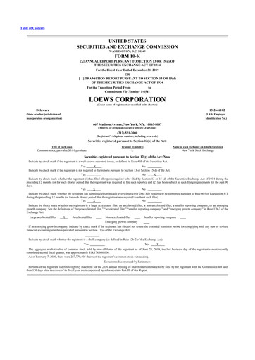 Thumbnail Loews Corporation
 10-K Annual Report 2019