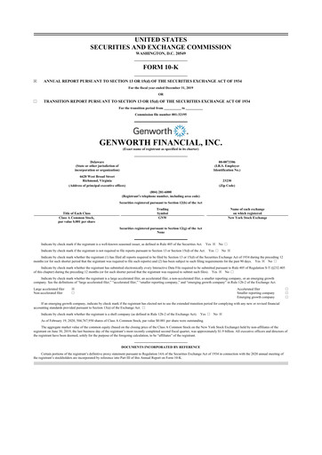 Thumbnail Genworth Financial
 10-K Annual Report 2019