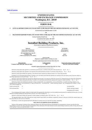 Thumbnail Installed Building Products 10-K Annual Report 2019