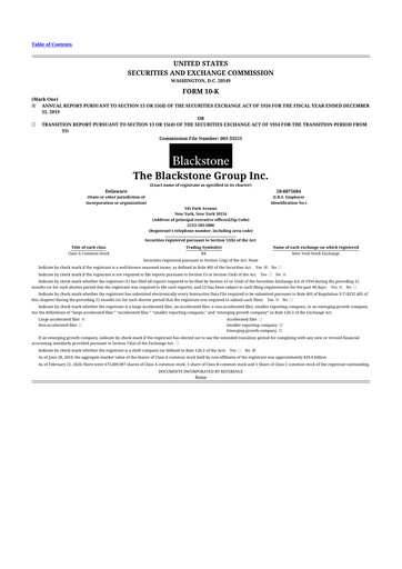 Thumbnail Blackstone Group 10-K Annual Report 2019