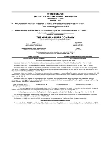 Thumbnail Gorman-Rupp 10-K Annual Report 2019