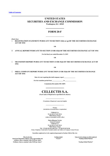 Thumbnail Cellectis 20-F Annual Report 2019