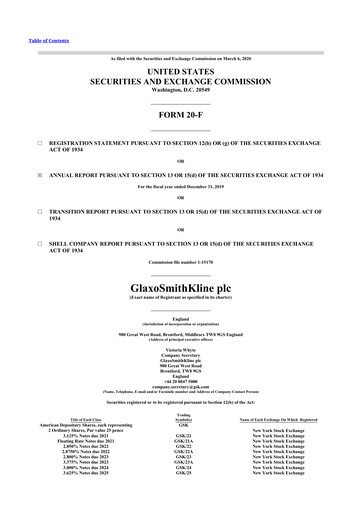 Miniature GSK plc 20-F Rapport annuel 2019