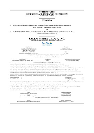 Thumbnail Salem Media Group
 10-K Annual Report 2019