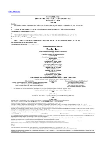 Miniature Baidu 20-F Rapport annuel 2019