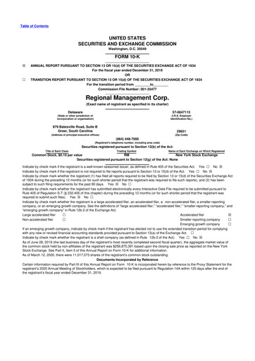 Thumbnail Regional Management Corp.
 10-K Annual Report 2019