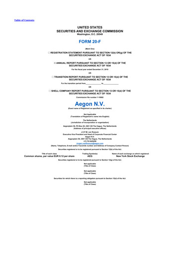 Thumbnail AEGON
 20-F Annual Report 2019