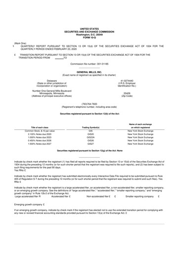 Thumbnail General Mills 10-Q Quarterly Report FY2020 