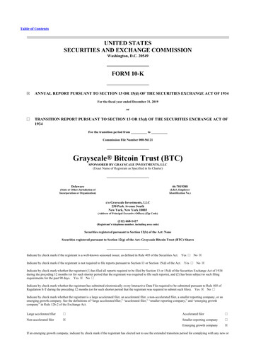 Thumbnail Grayscale Bitcoin Trust 10-K Annual Report 
