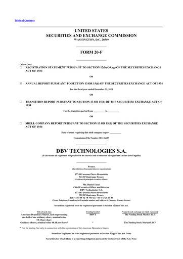 Thumbnail DBV Technologies 20-F Annual Report 2019