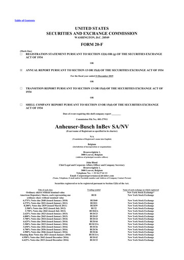 Thumbnail Anheuser-Busch Inbev 20-F Annual Report 2019