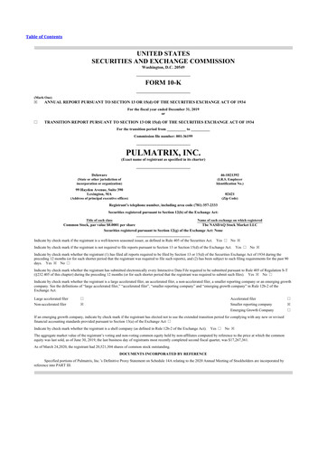 Thumbnail Pulmatrix 10-K Annual Report 2019