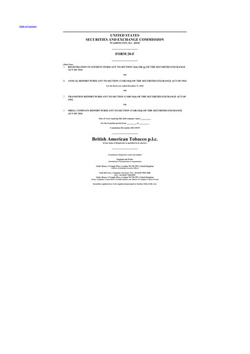 Thumbnail British American Tobacco 20-F Annual Report 2019