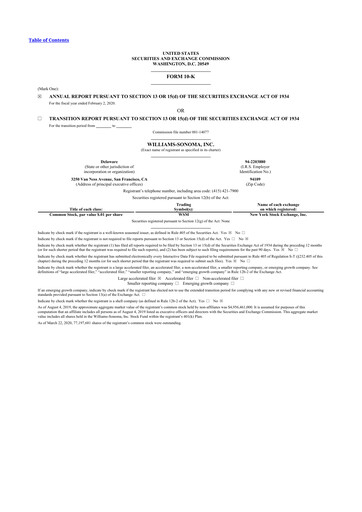 Thumbnail Williams-Sonoma 10-K Annual Report 2019