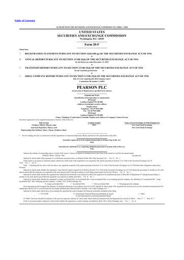 Miniature Pearson 20-F Rapport annuel 2019