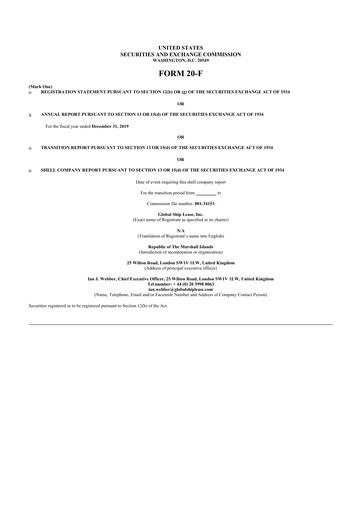 Thumbnail Global Ship Lease 20-F Annual Report 2019