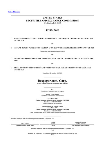 Miniature Despegar 20-F Rapport annuel 2019