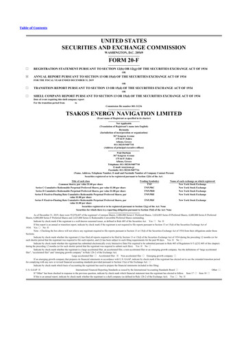 Thumbnail Tsakos Energy Navigation 20-F Annual Report 2019