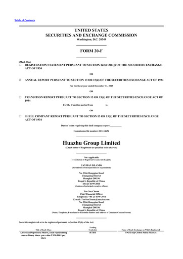 Thumbnail H World Group Limited 20-F Annual Report 2019