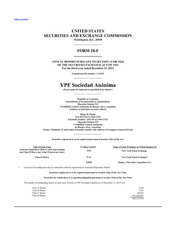 Thumbnail YPF S.A. 20-F Annual Report 2019