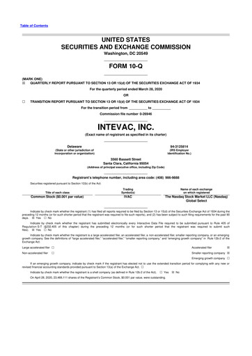 Thumbnail Intevac
 10-Q Quarterly Report FY2020 