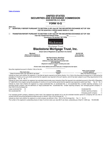 Thumbnail Blackstone Mortgage Trust
 10-Q Quarterly Report FY2020 