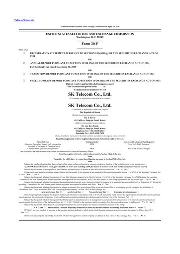 Miniature SK Telecom 20-F Rapport annuel 2019