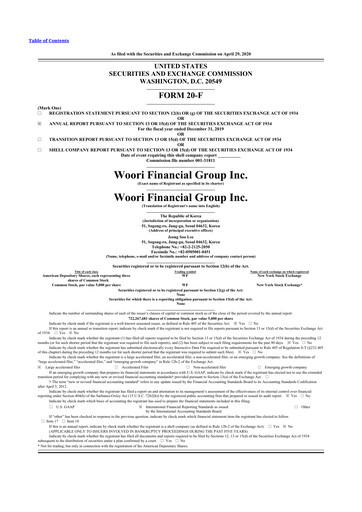 Thumbnail Woori Financial Group 20-F Annual Report 2019