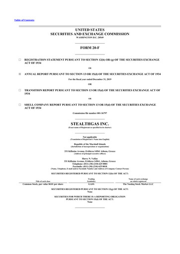 Thumbnail StealthGas 20-F Annual Report 2019