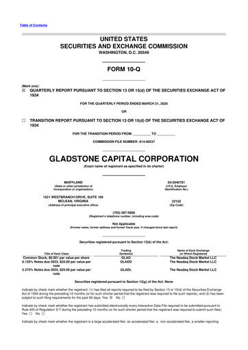Thumbnail Gladstone Capital Corporation 10-Q Quarterly Report FY 