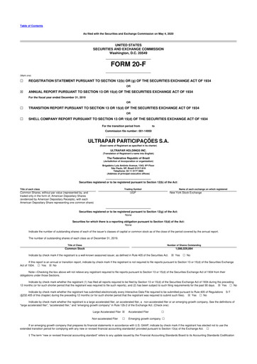 Vorschaubild Ultrapar Participacoes 20-F Jahresbericht 2019