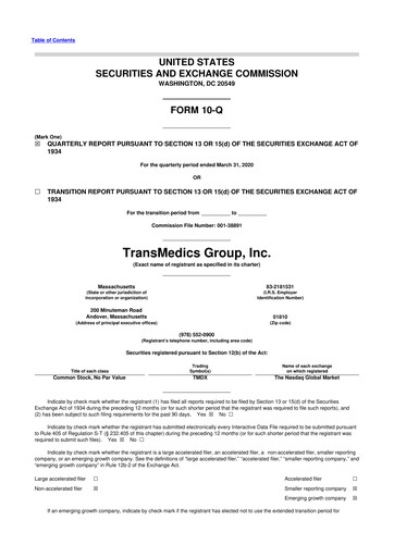 Thumbnail TransMedics Group 10-Q Quarterly Report FY2020 
