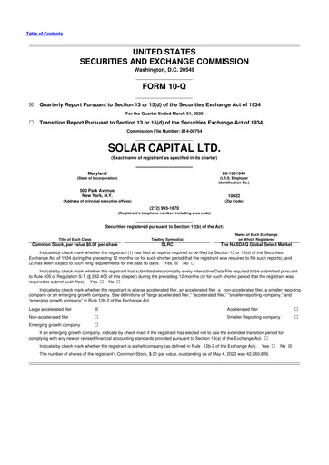 Vorschaubild SLR Investment 10-Q Quartalsbericht  
