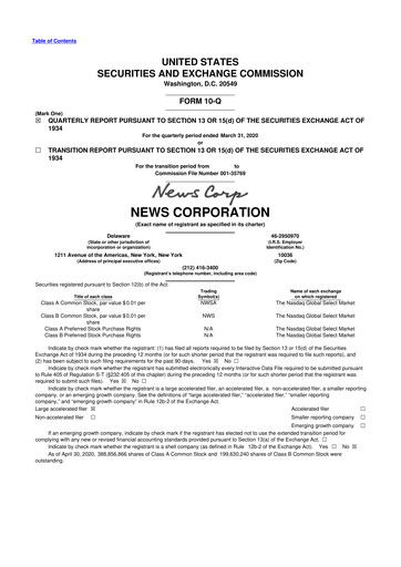 Thumbnail News Corp 10-Q Quarterly Report FY2020 