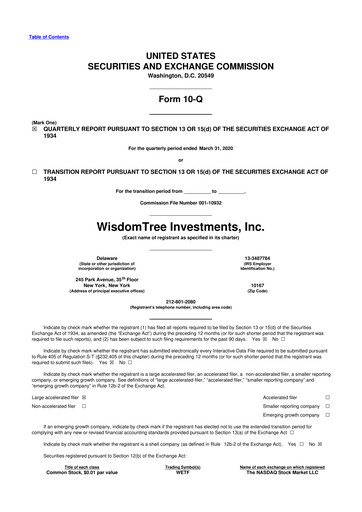 Thumbnail WisdomTree
 10-Q Quarterly Report FY2020 